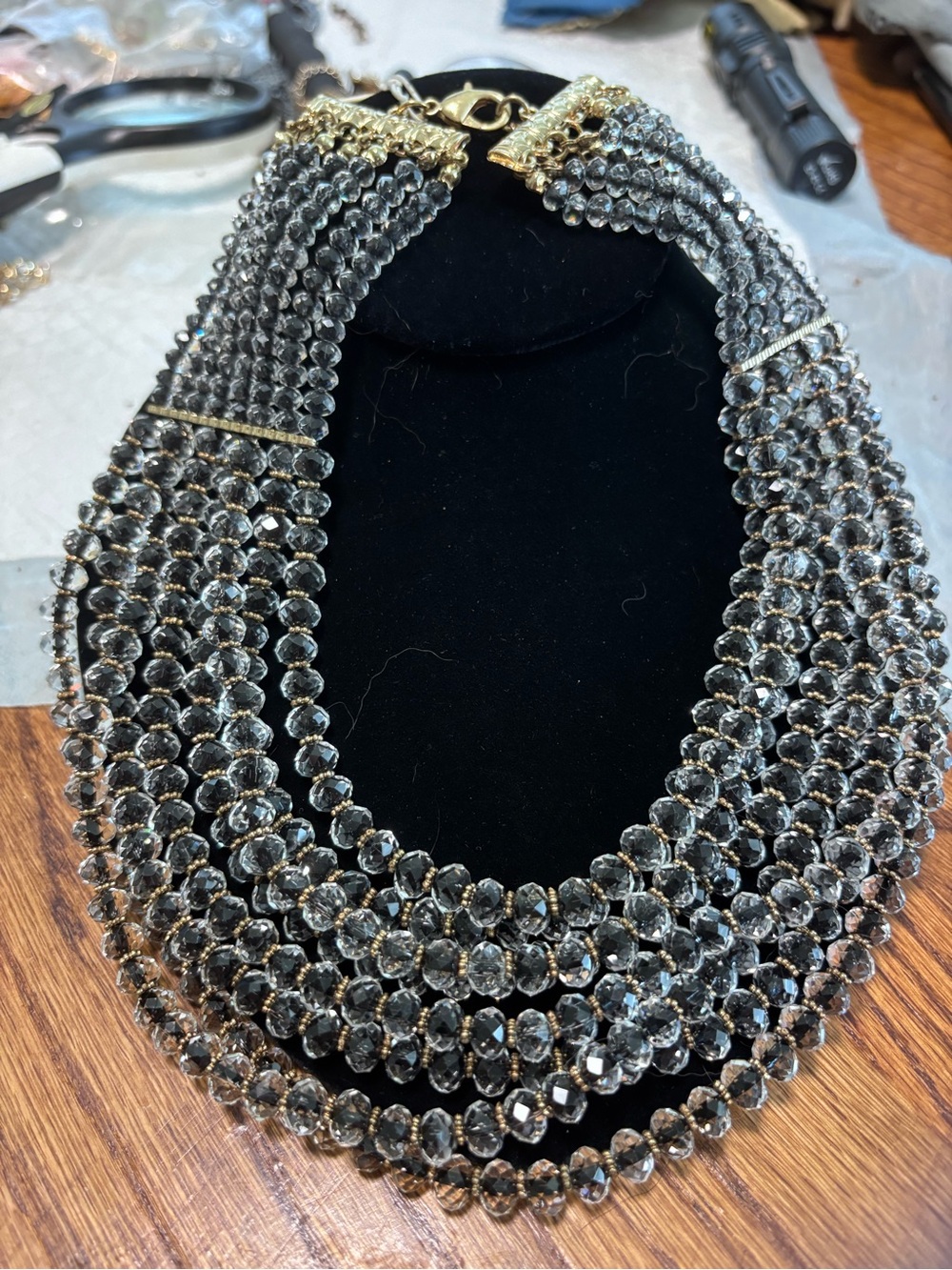 Multi-strand Faceted Crystal Statement Necklace by Dena G, New with tags
